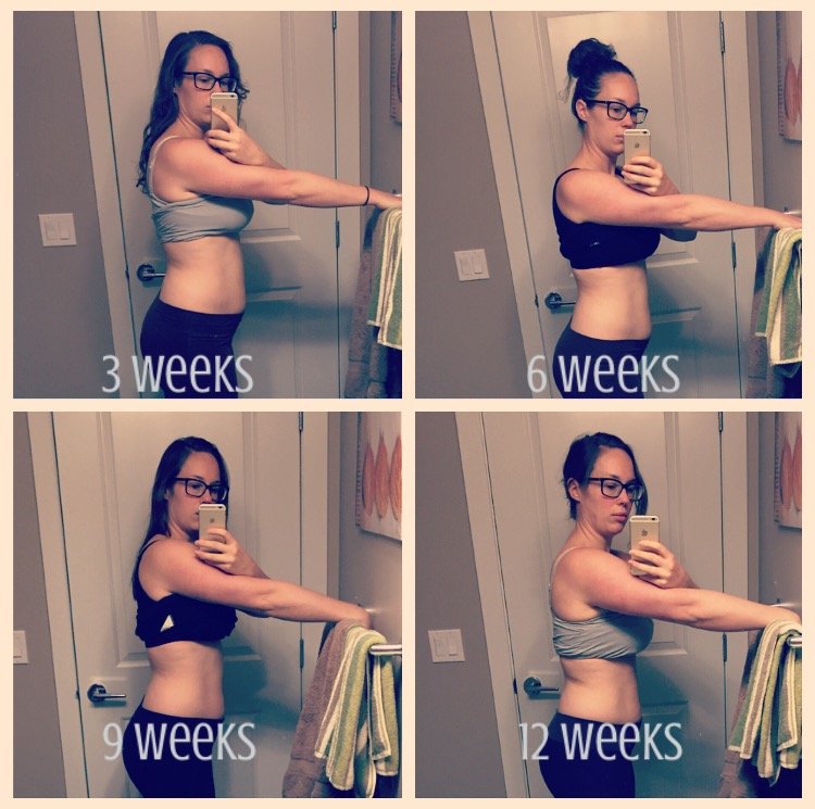 3, 6, 9, 12 weeks postpartum side view
