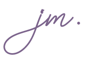 purple script logo of the letters jm, for Jessie Mundell